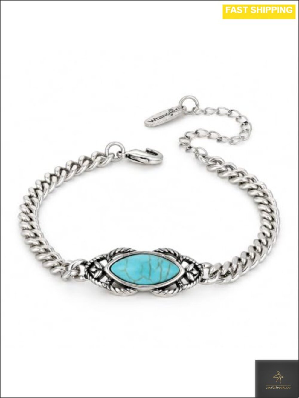 Wrangler Turquoise Bracelet Women Western Curb Chain Adjustable